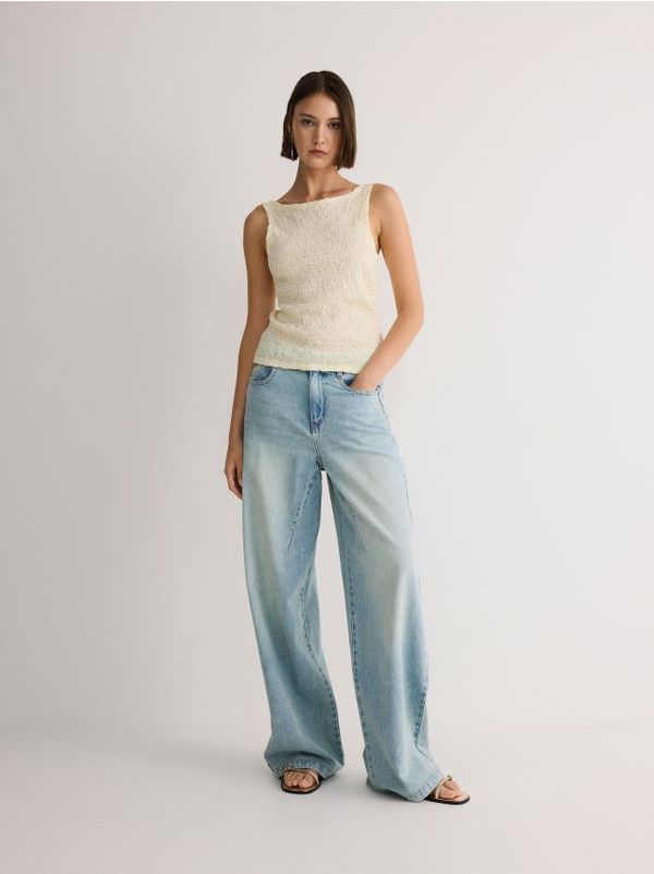 Reserved Reserved - Top od strukturiranog žerseja - žuta boja