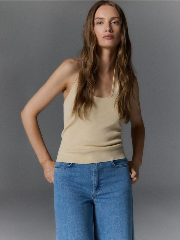 Reserved Reserved - Top s američkim ovratnikom - bež