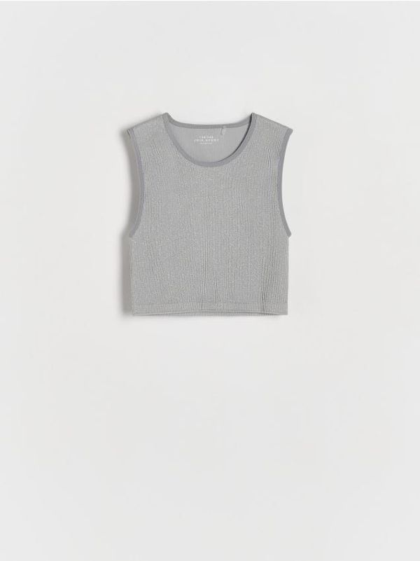 Reserved Reserved - Top s metalik nitima - light grey