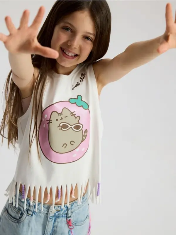 Reserved Reserved - Top s resama Pusheen - krem