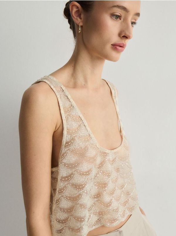 Reserved Reserved - Top s ukrasnim perlama - zlatan