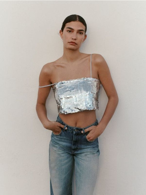 Reserved Reserved - Top sa šljokicama - srebrna