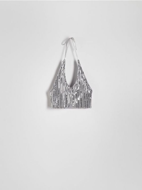 Reserved Reserved - Top sa šljokicama - srebrna