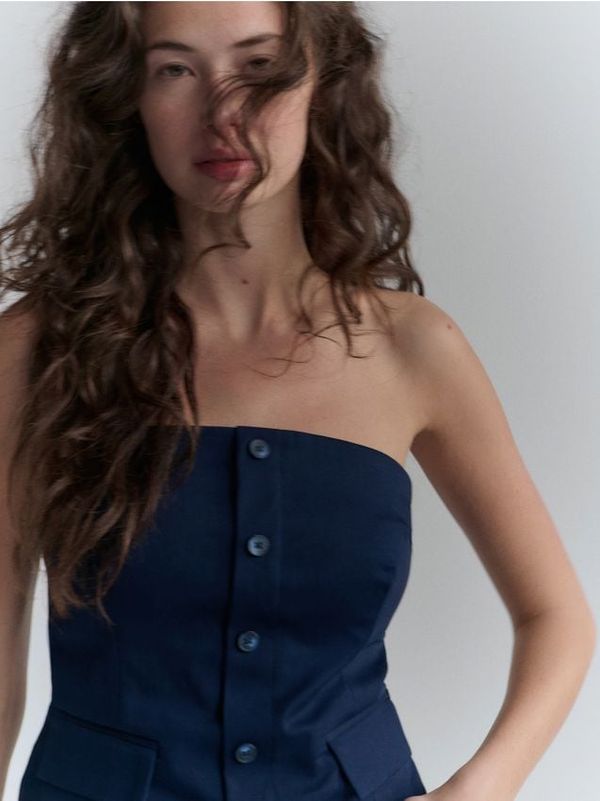 Reserved Reserved - Top u stilu korzeta - mornarsko plava