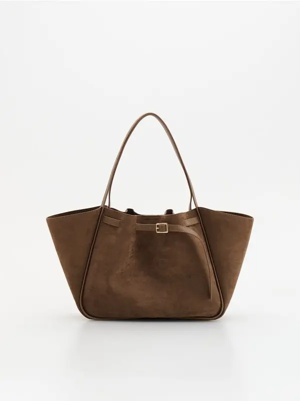 Reserved Reserved - Torba shopper od umjetne brušene kože - bež