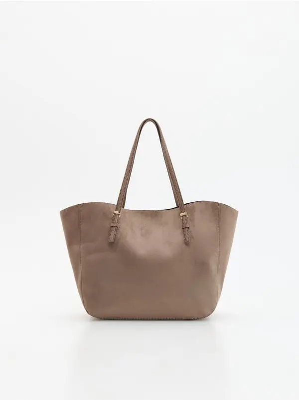 Reserved Reserved - Torba shopper od umjetne brušene kože - bež