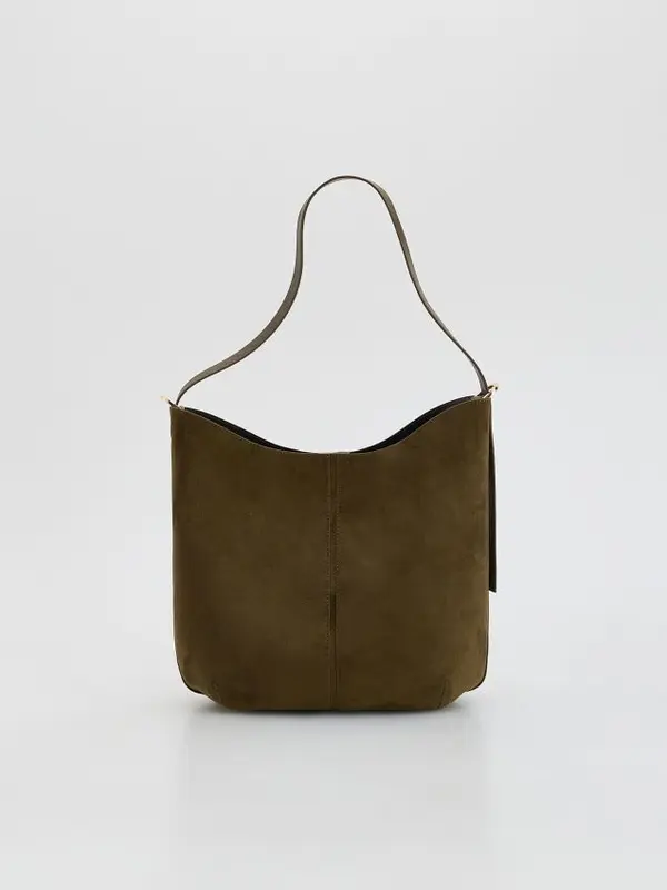 Reserved Reserved - Torba shopper od umjetne brušene kože - smeđezeleno