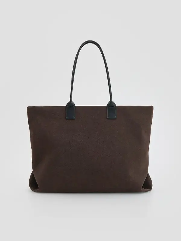 Reserved Reserved - Torba shopper od umjetne brušene kože - smeđi