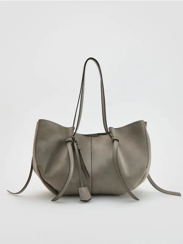 Reserved Reserved - Torba shopper od umjetne brušene kože - srednjesivo
