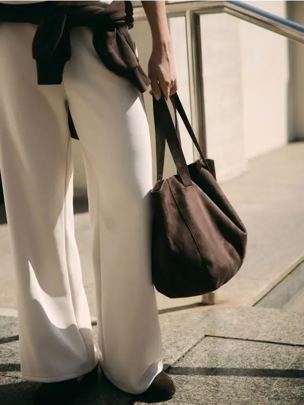 Reserved Reserved - Torba shopper od umjetne brušene kože - tamnosmeđe