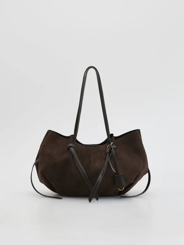 Reserved Reserved - Torba shopper od umjetne brušene kože - tamnosmeđe