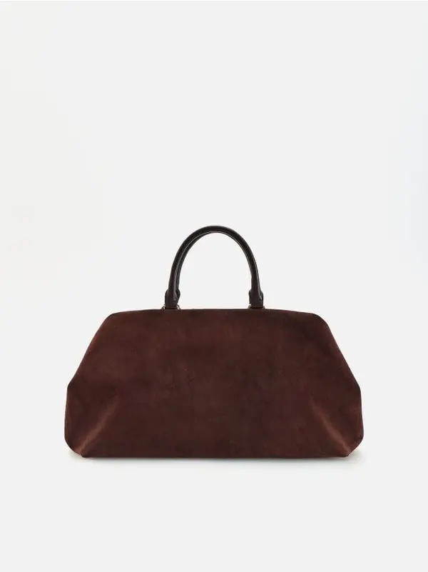 Reserved Reserved - Torba shopper od umjetne brušene kože - tamnosmeđe