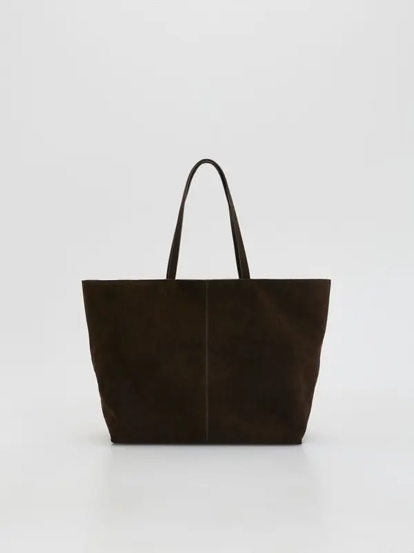 Reserved Reserved - Torba shopper od umjetne brušene kože - tamnosmeđe