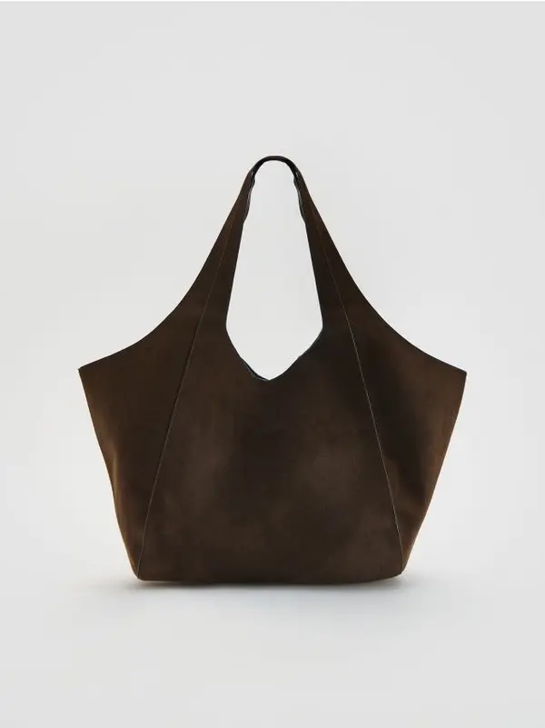 Reserved Reserved - Torba shopper od umjetne brušene kože - tamnosmeđe
