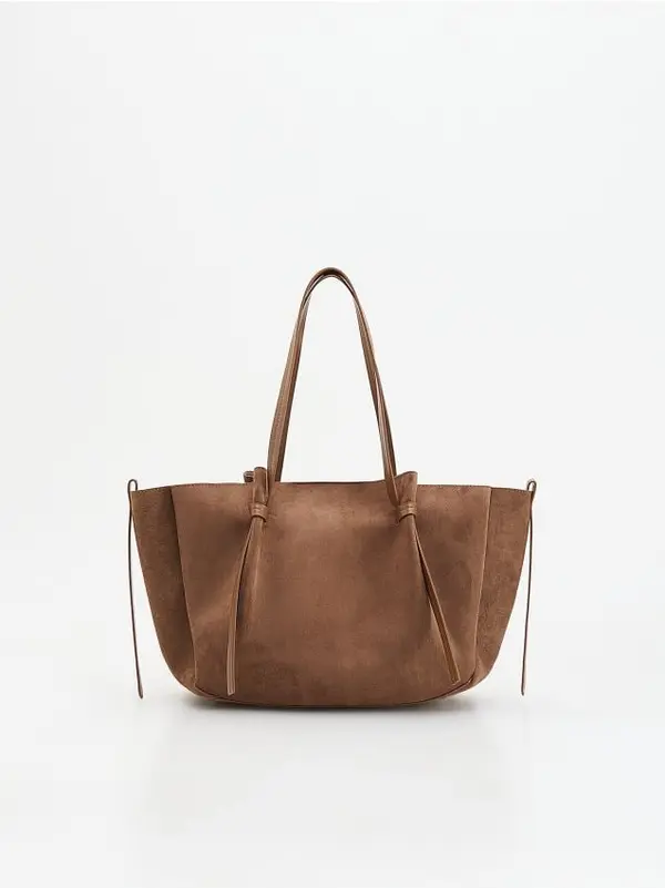 Reserved Reserved - Torba shopper od umjetne brušene kože - zlatnosmeđe