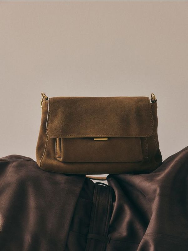 Reserved Reserved - Torba za nošenje na ramenu od brušene kože - bež