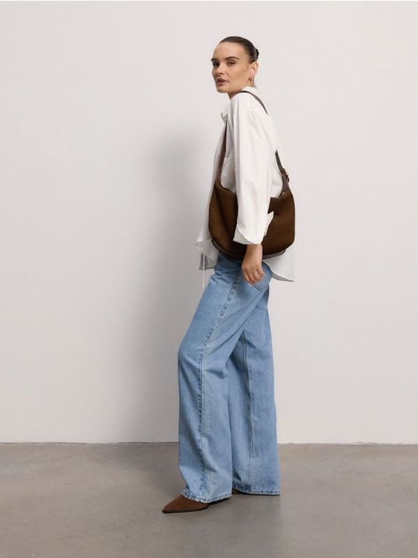 Reserved Reserved - Torba za nošenje na ramenu od brušene kože - smeđi