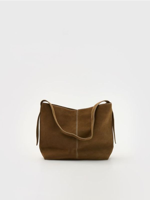 Reserved Reserved - Torba za nošenje na ramenu od brušene kože - tamnosmeđe