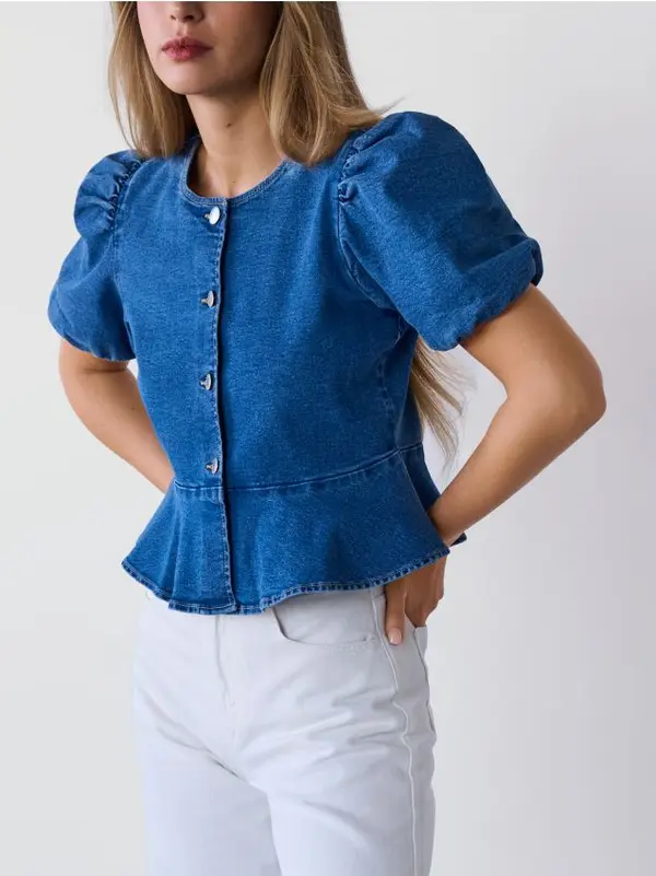 Reserved Reserved - Traper bluza s peplumom - plavo