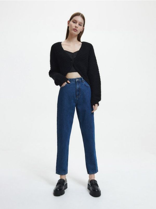 Reserved Reserved - Traperice mom kroja visokog struka - mornarsko plava