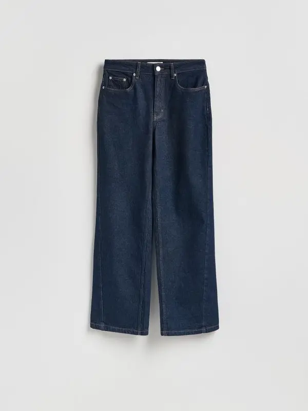 Reserved Reserved - Traperice širokih nogavica s prošivom - indigo jeans