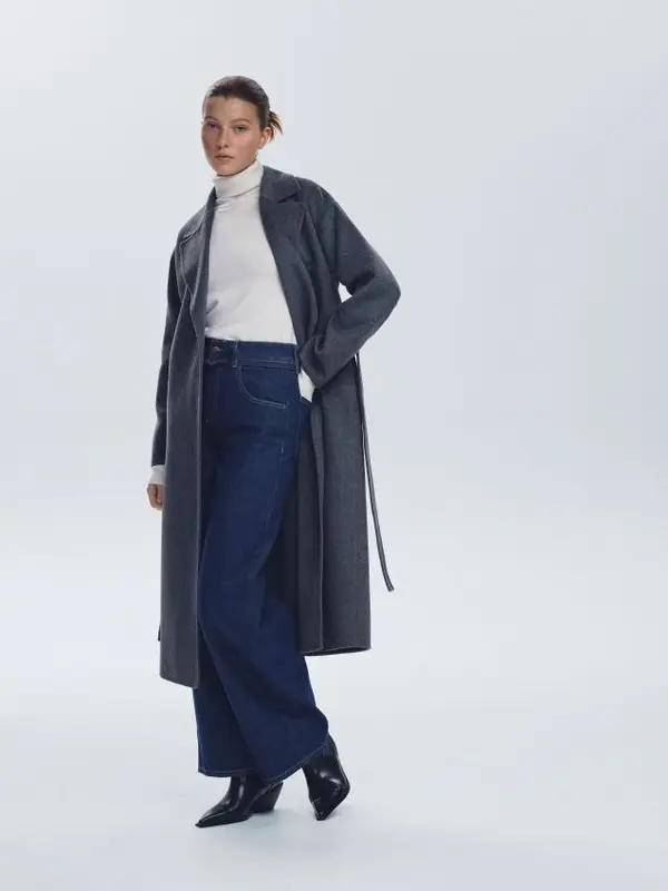 Reserved Reserved - Traperice širokih nogavica s vezicom - indigo jeans