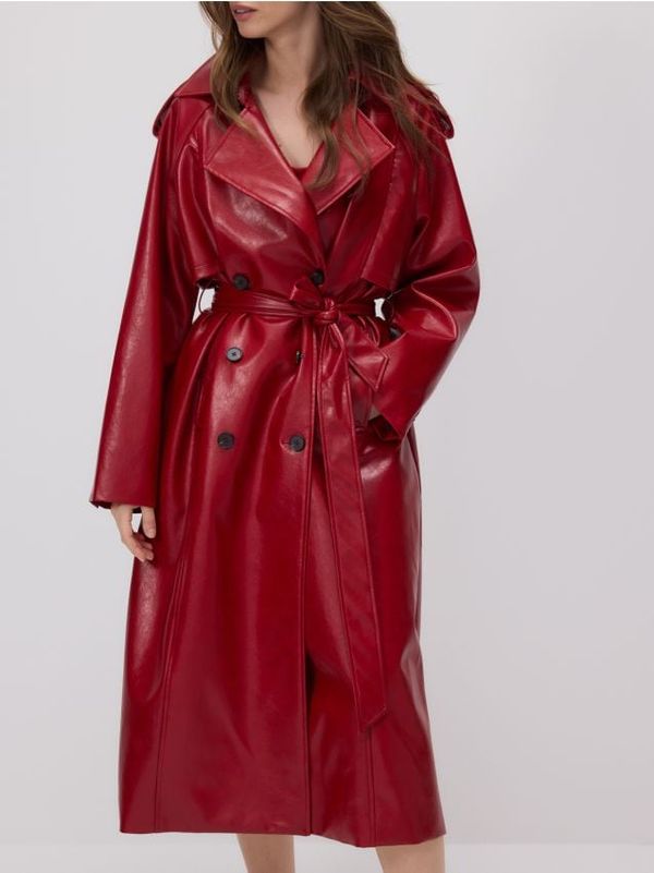 Reserved Reserved - Trenčkot od imitacije kože - crvena