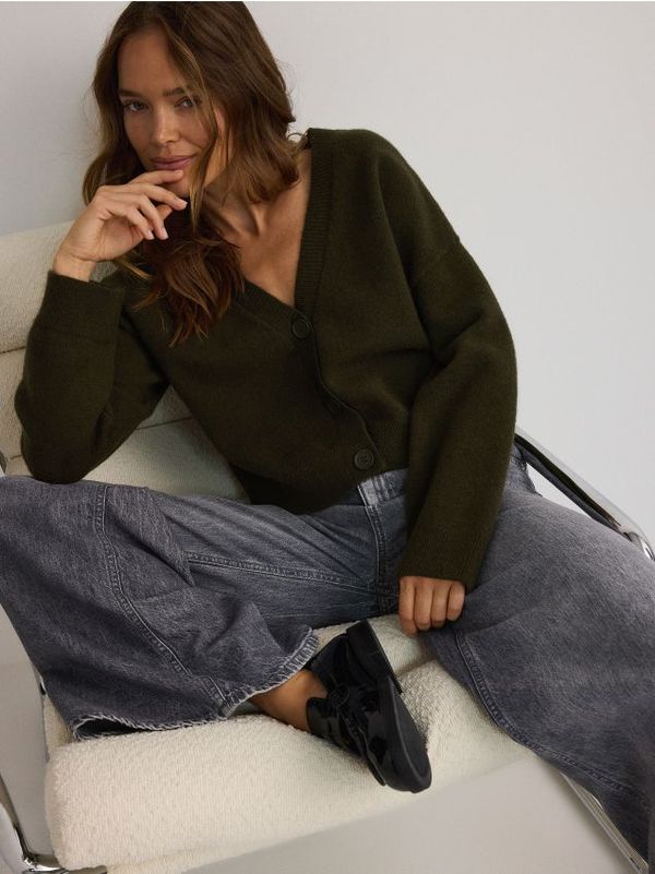 Reserved Reserved - Vesta od mješavine vune - smeđezeleno