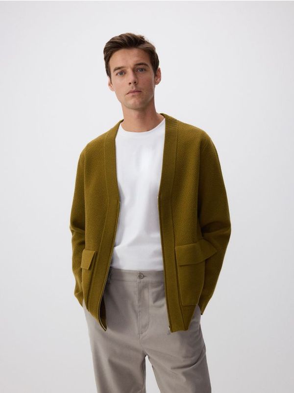 Reserved Reserved - Vesta od mješavine vune - svjetlomaslinasto