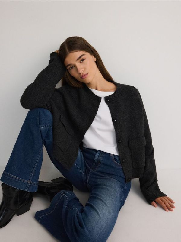 Reserved Reserved - Vesta s džepovima - tamnosivo