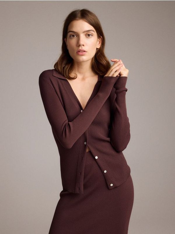 Reserved Reserved - Vesta s ovratnikom - tamnosmeđe