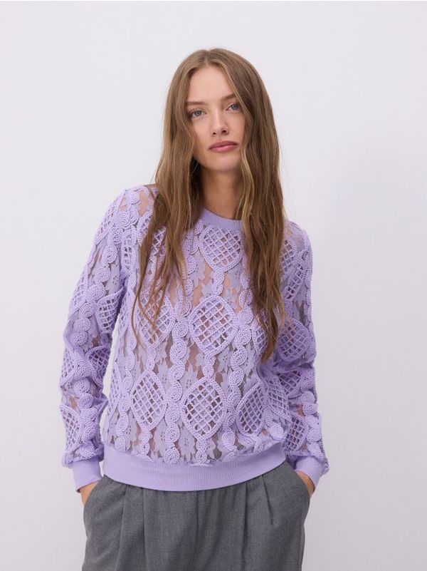 Reserved Reserved - Vezena bluza - boja lavande