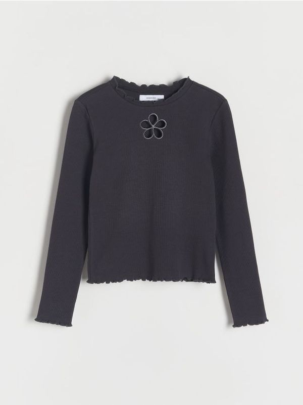 Reserved Reserved - Vezena prugasta bluza - tamnosivo