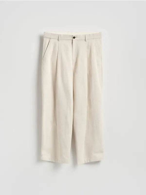 Reserved Reserved - Wide leg hlače - krem