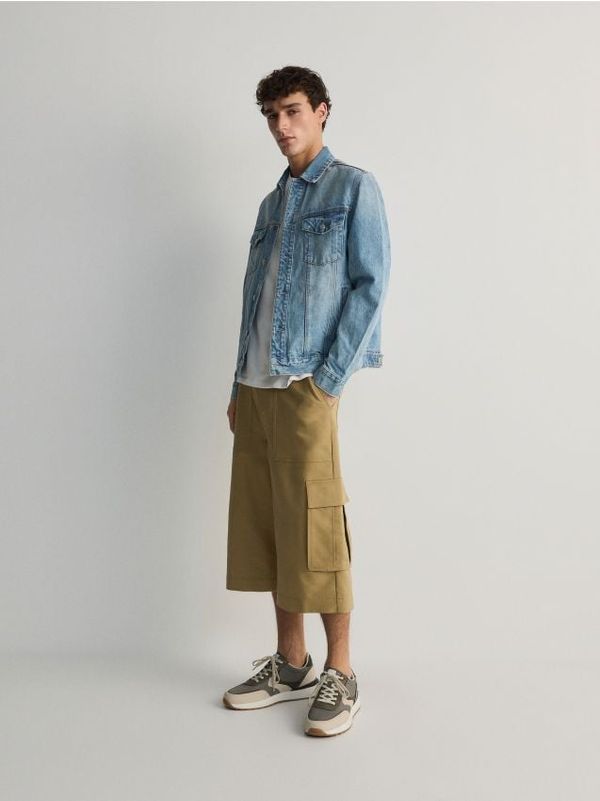 Reserved Reserved - Wide leg kratke hlače - krem