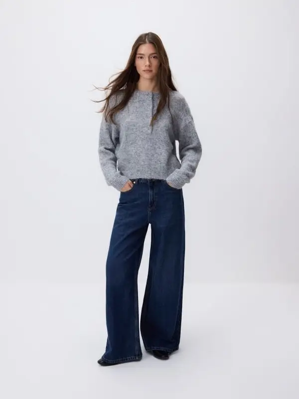 Reserved Reserved - Wide leg traperice - mornarsko plava