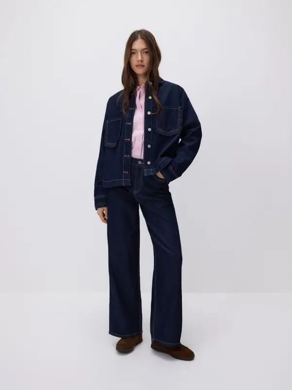 Reserved Reserved - Wide leg traperice - mornarsko plava