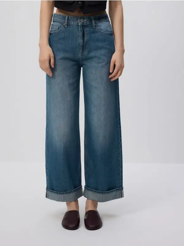Reserved Reserved - Wide leg traperice - mornarsko plava