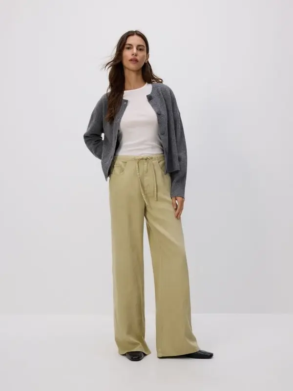 Reserved Reserved - Wide leg traperice od liocela - zelena