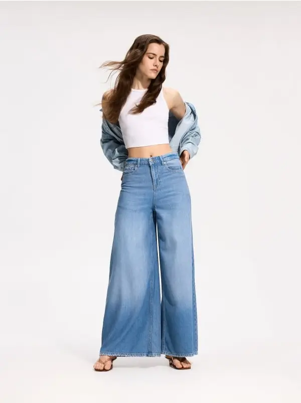 Reserved Reserved - Wide leg traperice - plavo