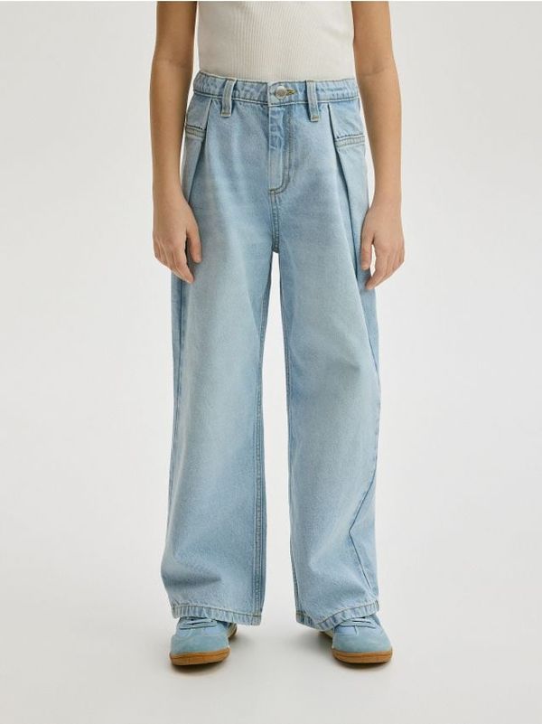 Reserved Reserved - Wide leg traperice s naborima - plava