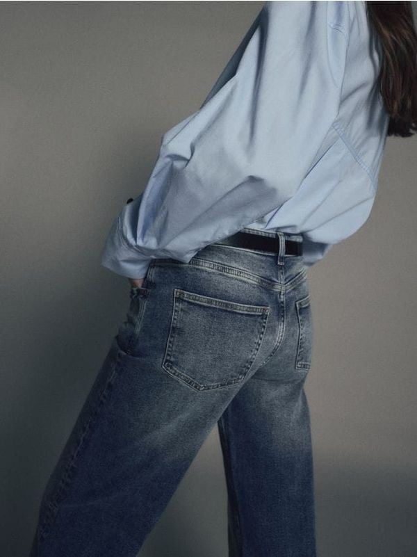 Reserved Reserved - Wide leg traperice s poderotinama - plavo