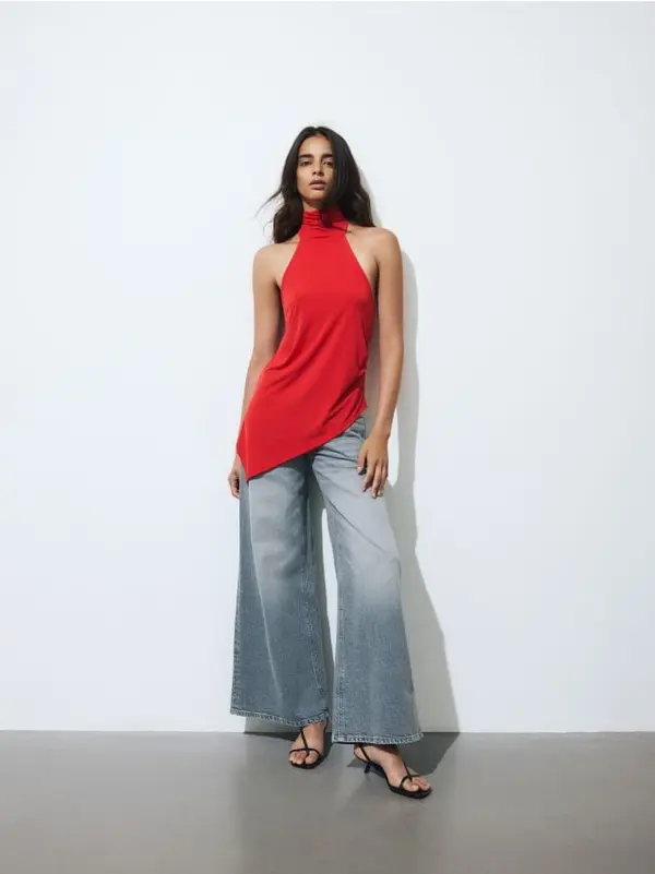 Reserved Reserved - Wide leg traperice - svijetlo siva