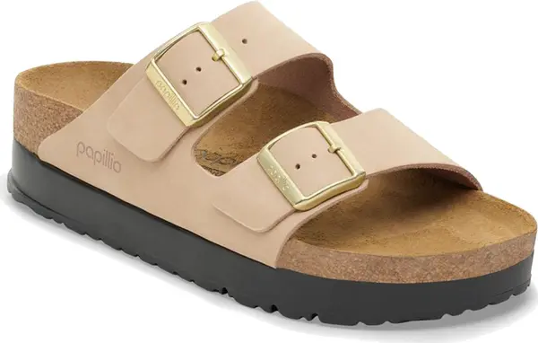 Birkenstock Birkenstock Arizona PAP Flex Platform Nubuk Leather Narrow Fit Light Brown Žene - Sandale Birkenstock - Svijetlo smeđa - 1028379-5 - Size: 5
