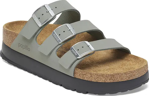 Birkenstock Birkenstock Florida III PAP Flex Platform Nubuk Leather Narrow Fit Žene - Sandale Birkenstock - Siva - 1029757-5 - Size: 5