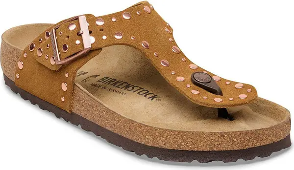 Birkenstock Birkenstock Gizeh Rivets Suede Leather Regular Fit Mink Žene - Sandale Birkenstock - Smeđa - 1031649-3.5 - Size: 3.5