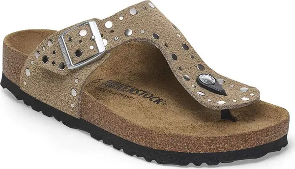 Birkenstock Birkenstock Gizeh Rivets Suede Leather Regular Fit Taupe Žene - Sandale Birkenstock - Siva - 1029388-3.5 - Size: 3.5