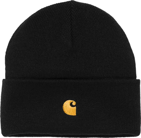 Carhartt WIP Carhartt WIP Chase Beanie Black Gold Unisex - Glavni pokrivači Carhartt WIP - Crna - I026222_00F_XX-One-size - Size: One size