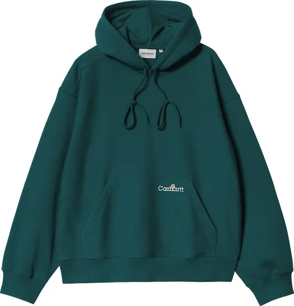 Carhartt WIP Carhartt WIP Hooded Label Script Sweat Malachite Muškarci - Dukserice i džemperi s kapulja Carhartt WIP - Plava - I034430_2M1_XX-M - Size: M