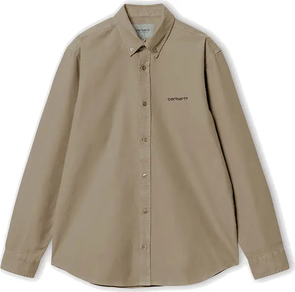 Carhartt WIP Carhartt WIP L/S Module Script Shirt Leather/Black rigid Muškarci - košulja Carhartt WIP - Svijetlo smeđa - I033768_0DK_01-XL - Size: XL